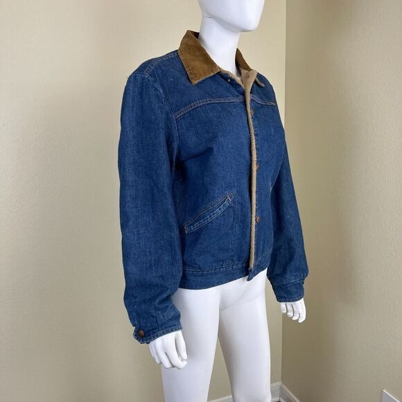 Vintage 60's-70's Maverick Denim Bluebell Sherpa Lined Jacket Mens Chore Coat - Picture 14 of 17